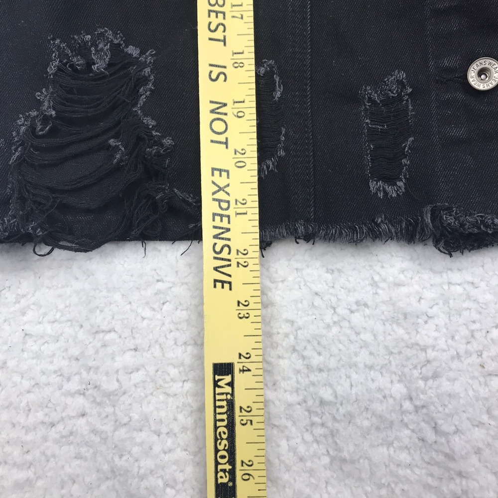 Lucky & Blessed Western Vest MEDIUM Black Denim Southwest Navajo Serape Distress - Picture 12 of 13